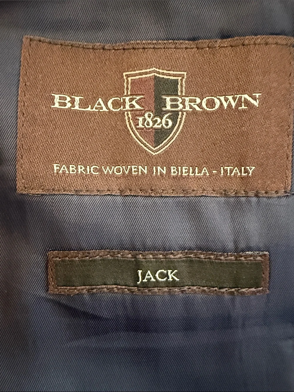 Black Brown 1826 44R Wool Sport Coat Navy Blue Italian Fabric 2-Button Blazer